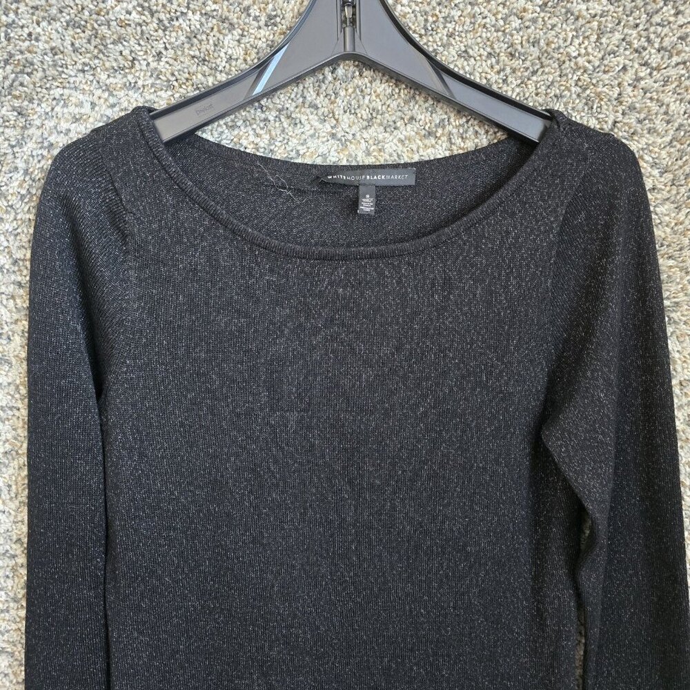 White House Black Market Top Womens Small Black Tunic Fringe Casual Ladies - Picture 4 of 7